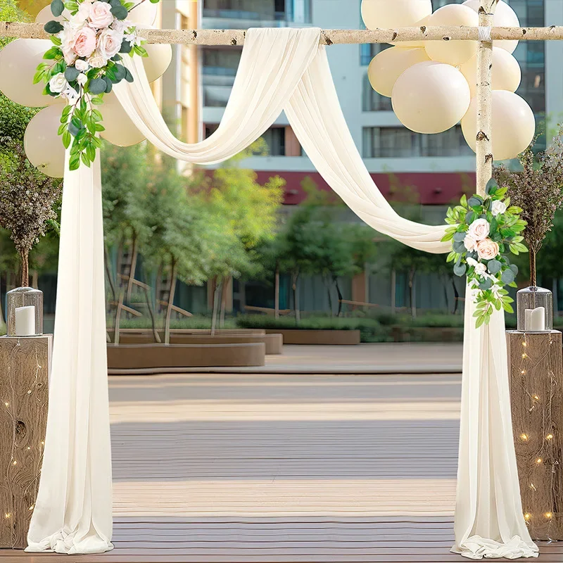 3-10M Wedding Arch Drape Fabric Sheer Chiffon Tulle Curtain Draping Backdrop Party Supplies Home Drapery Ceremony Decoration party arch set wedding arch set chiffon fabric curtains organza fabric backdrop