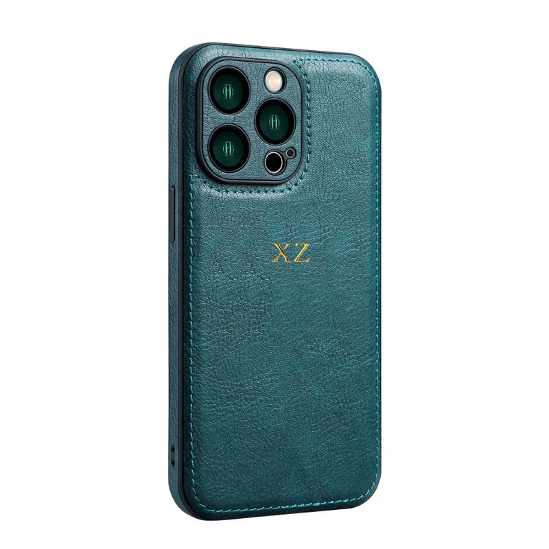 Personalise Gold Initial Letters Leather PU Soft Case For Iphone 14 11 13 12 15 Pro Max XR Xs max 14 15 Plus Luxury Covers