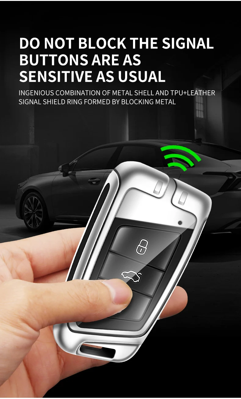 Custodia per chiave auto in pelle metallica Shell Fob per VW Volkswagen Passat B8 Magotan per Skoda Kodiaq Superb A7 per accessori per sedili - S7cbdf29b943b467cb9623d0cfd5affadc