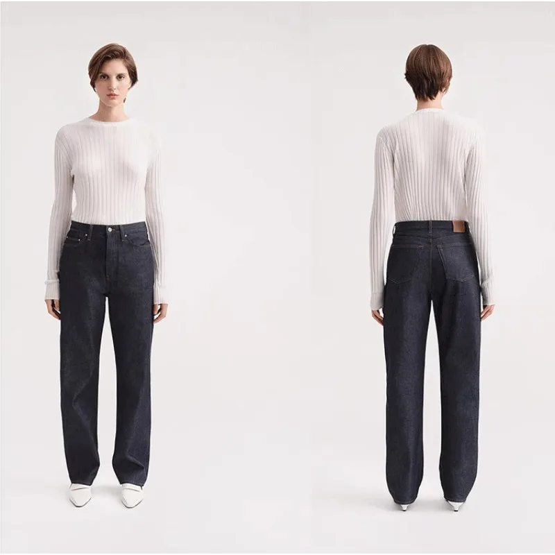 

TT Jeans Women's 2024 Original Cotton Mid Waist Twist Stitch Full Length Straight Leg Trousers Commuter Style New