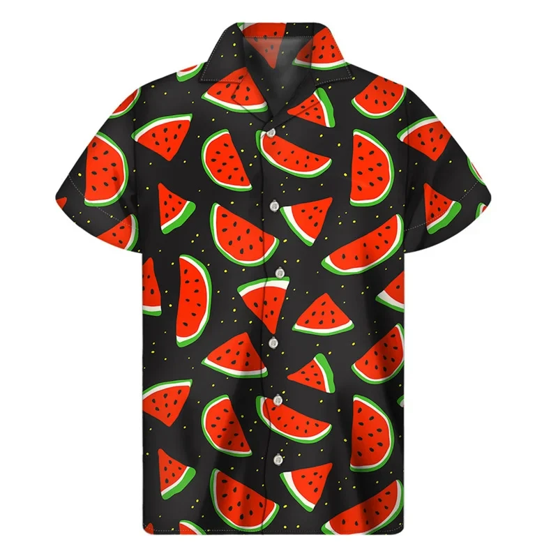 Hawaiian Shirt Tropical Watermelon Graphic Hawaiian Shirt Summer Street Short Sleeves 3d Printed Fruits Button Shirts Men Clothes Lapel Blouse casual short sleeved shirt short sleeved shirt button down shirt