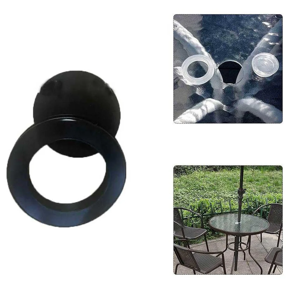 Set Di 2 Tappi E Anelli In Silicone Trasparente Per Ombrellone – Per Tavoli Da Patio, Vetro E Legno – Diametro 5,1 Cm