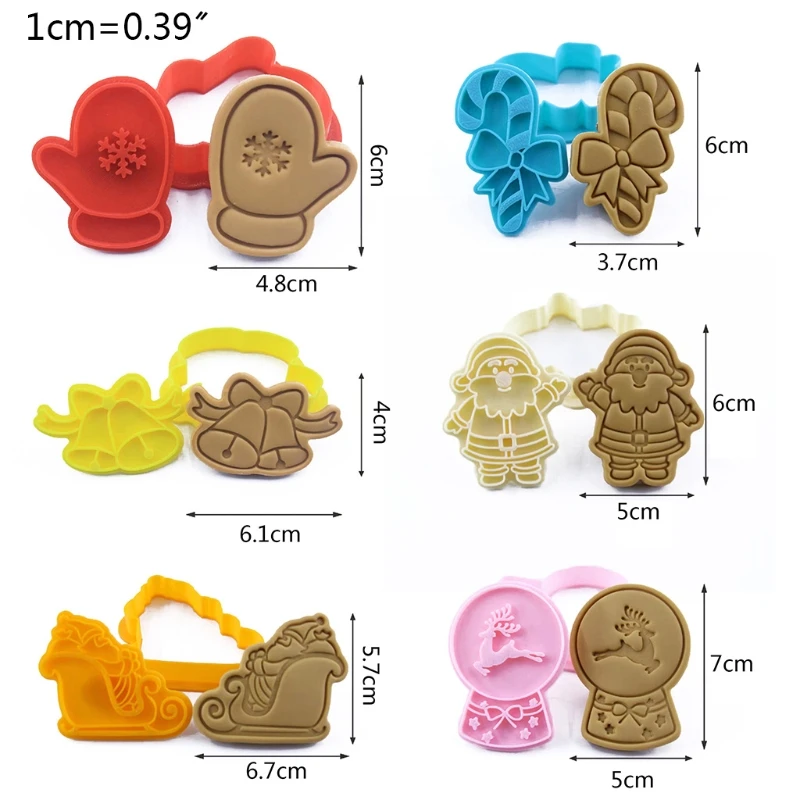 Cookie Cutter Baking Mold Christmas Santa 3D Pressable Stamped Embossed Biscuit Cookie Cutters Mold Kitchen Bakeware Tool