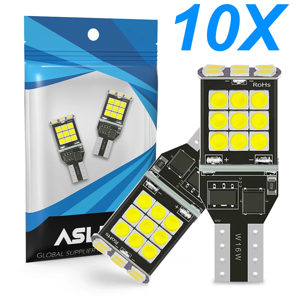 

10PCS T15 Signal Lamp W16W LED 921 912 Bulb 12V Super Bright 3030 24SMD Tail Lamp Led Canbus Auto Backup Reserve Lights White