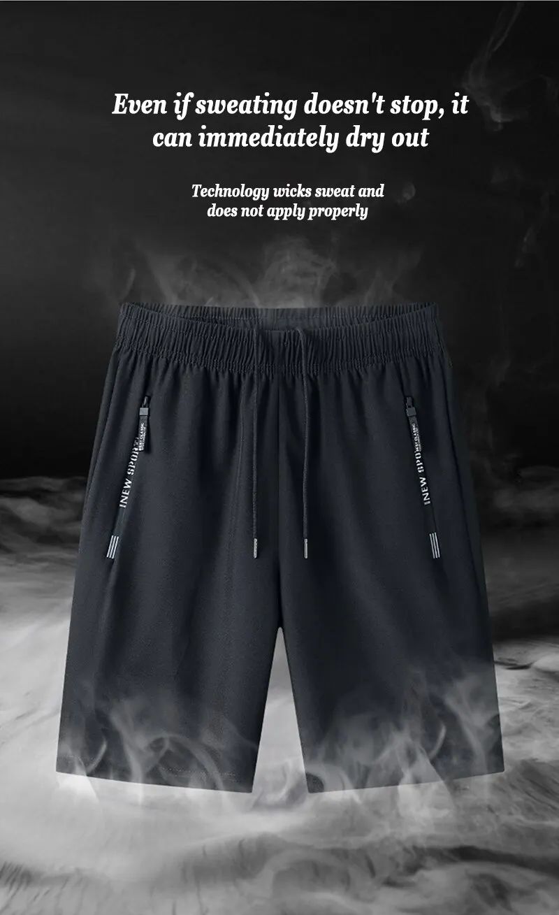 S7cbe250762224f95afeba481e32d659ev Ice Silk Pants Men's Shorts Summer Thin Quarter Pants Loose Size Quick Drying Pants Available in Black and Grey Mallzona