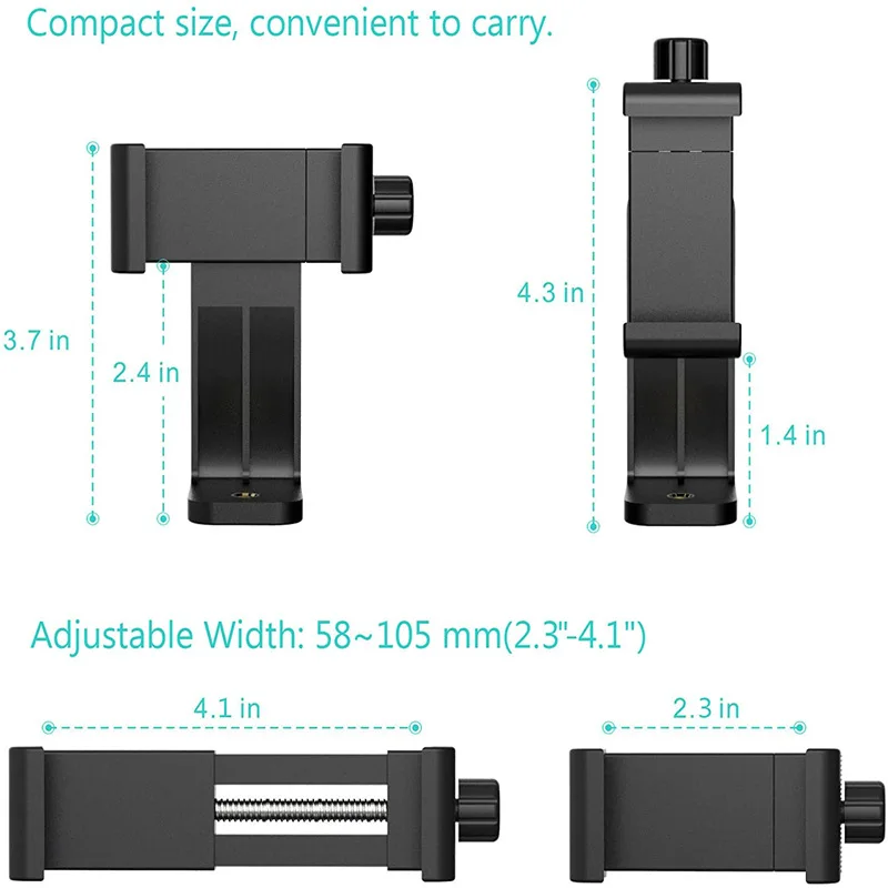 Phone Clip Bracket Universal 360&deg; Tripod Mount Adapter Stand Clipper Selfie Holder Vertical Adjustable For Samsung iPhone Huawe
