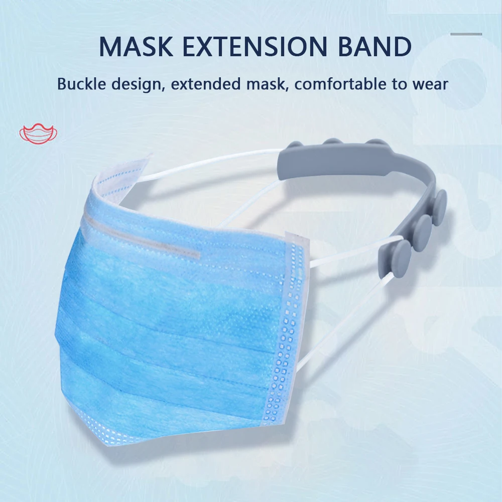 Lot de 5 attaches de masque en silicone, extension réglable anti-oreilles pour masque covid.