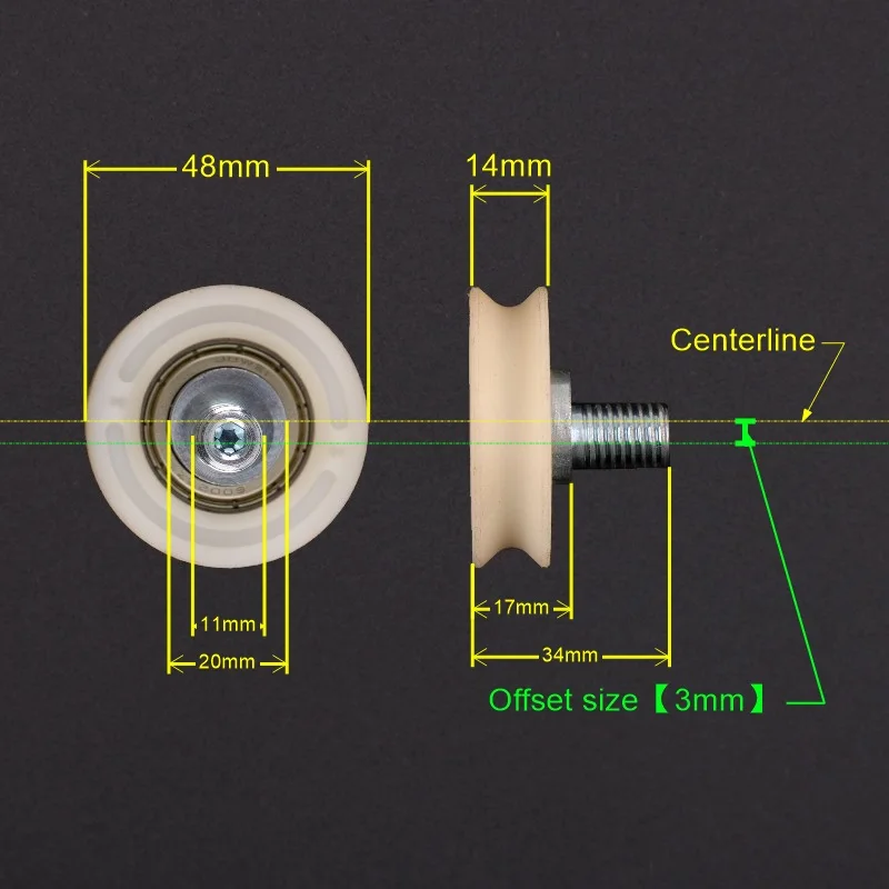 Fermator Elevator Door Hanging Wheel diameter 48mm thickness 14mm shaft diameter 11mm eccentric wheel