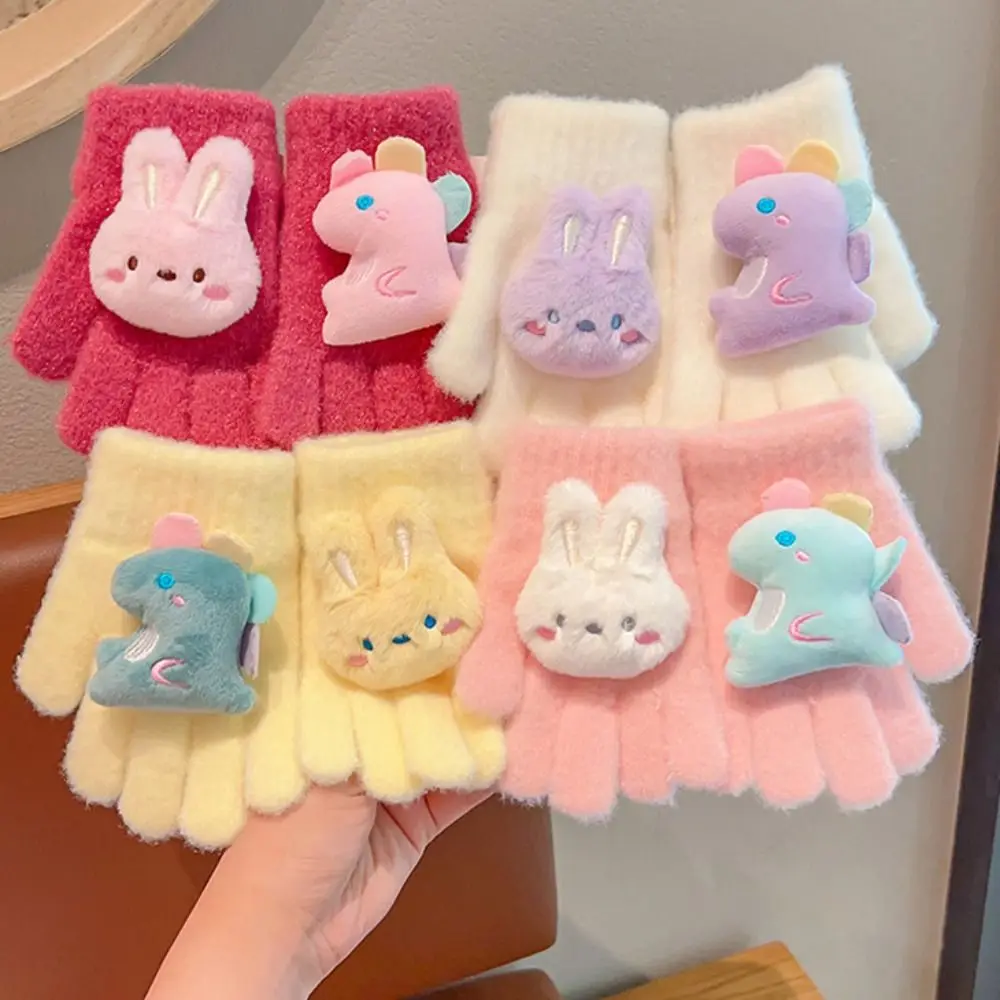 3-8 Years Rabbit Baby Mittens Knitted Children Boys Girls Winter Cartoon Animal Kids Gloves Warm Gloves Cycling Skiing