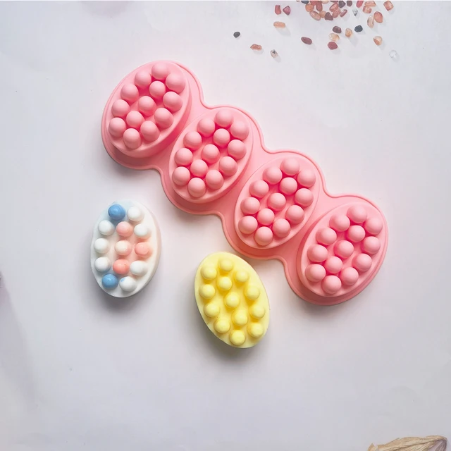 SJ 4 Cavity Silicone Soap Mold for Massage Therapy Bar Soap Making Tools  DIY Homemade Oval Spa Soaps Mould Silicone Soap Form