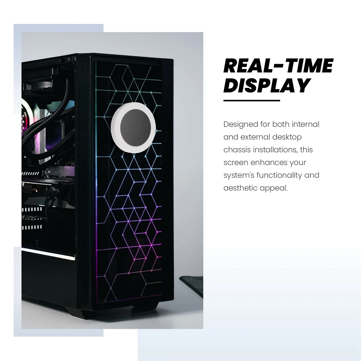 2.1인치 디스플레이 화면 키트 LCD CPU 온도 모니터 PC WhiteJADD용 슈퍼 밝은 백라이트가 있는 실시간 온도 디스플레이