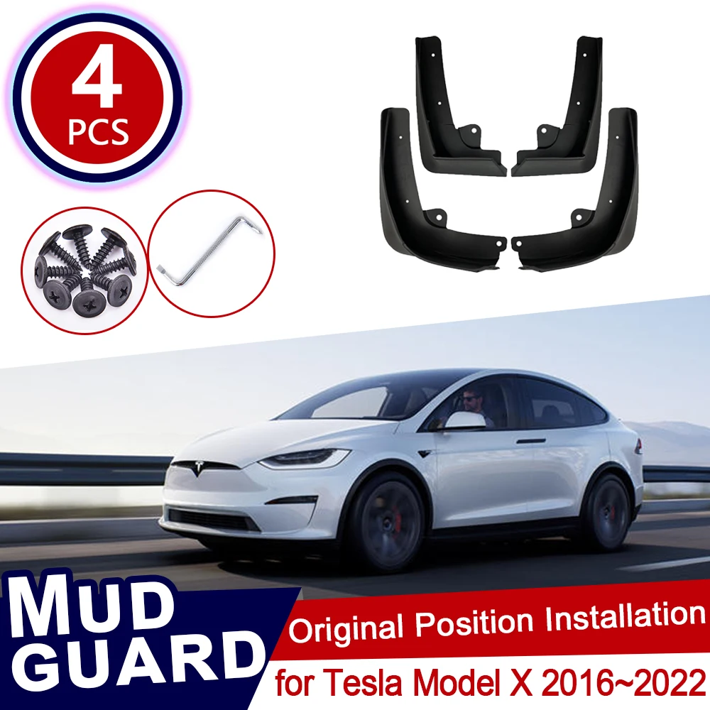 

4x Mudguard for Tesla Model X 2016~2022 2017 2018 2021 Accessories Car Mud Flaps Front Rear Wheels Splash Guards Fender Mudflap