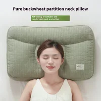 【 Pure Buckwheat Shell Wheat Partition Neck Pillow 】 Natural Herbal Whole Buckwheat Shell Pillow Core Adult Inverted Bow Cervica 1