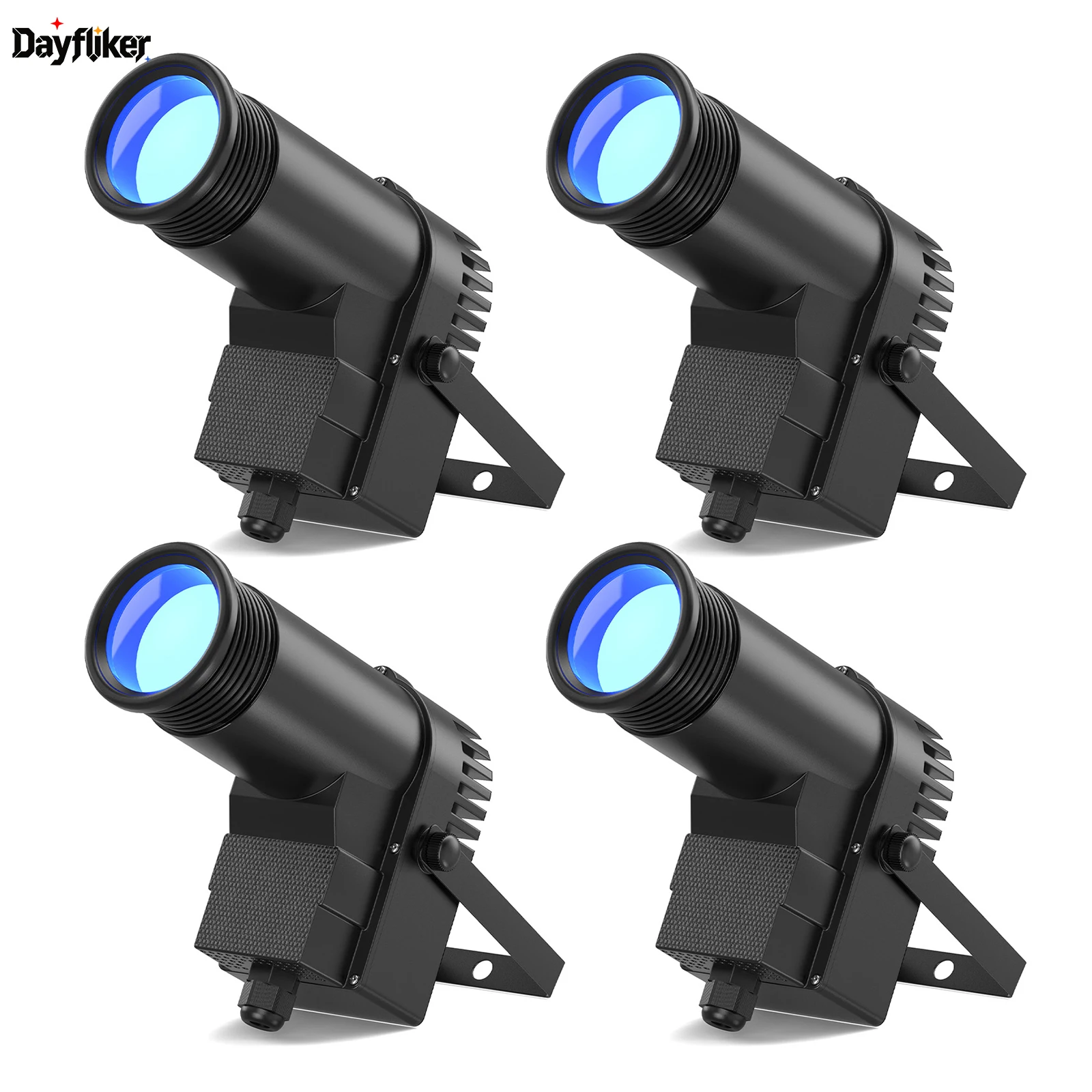 DayFlicker 30W 4Pcs LT-LED Pinspot Par Light Stage Effect Light Sound Active DMX512 RGBW for Christmas Home Decor DJ KTV Disco
