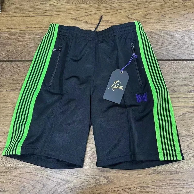 

Шорты с вышивкой в зеленую полоску, с принтом «бабочка», повседневные спортивные штаны в стиле хип-хоп для мужчин и женщин, черные