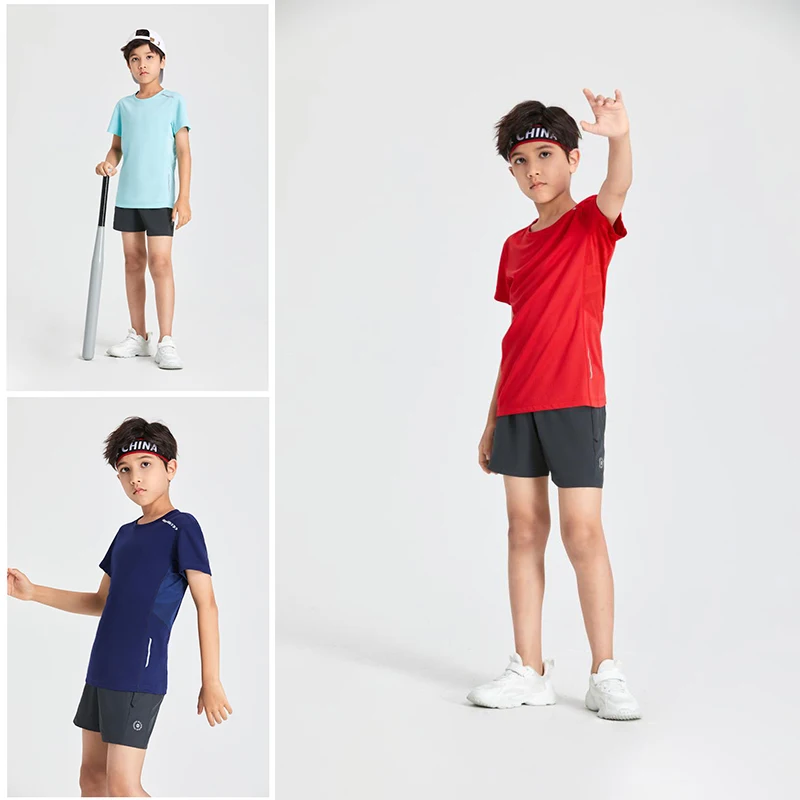 Kids Short Sleeve T Shirt Summer Quick Drying Sweat Absorbing Kids Teenagers Sports Running Short Sleeved T-shirt Comfortable Breathable Quick Drying Top