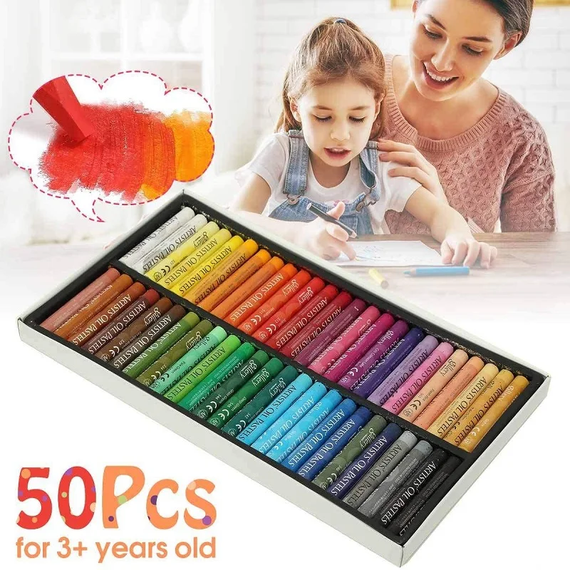 Oil Pastels 12/25/50 Oil Pastel Soft Stick Children Artist Professional Painting Drawing Graffiti Art Crayons Washable Round Non Toxic