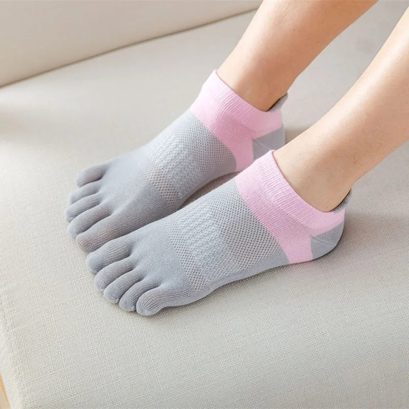 Toe Socks Women 100 Cotton Five Fingers Socks Breathable Cotton Sports Running Solid Color Yellow Blue Sock Female Sox New