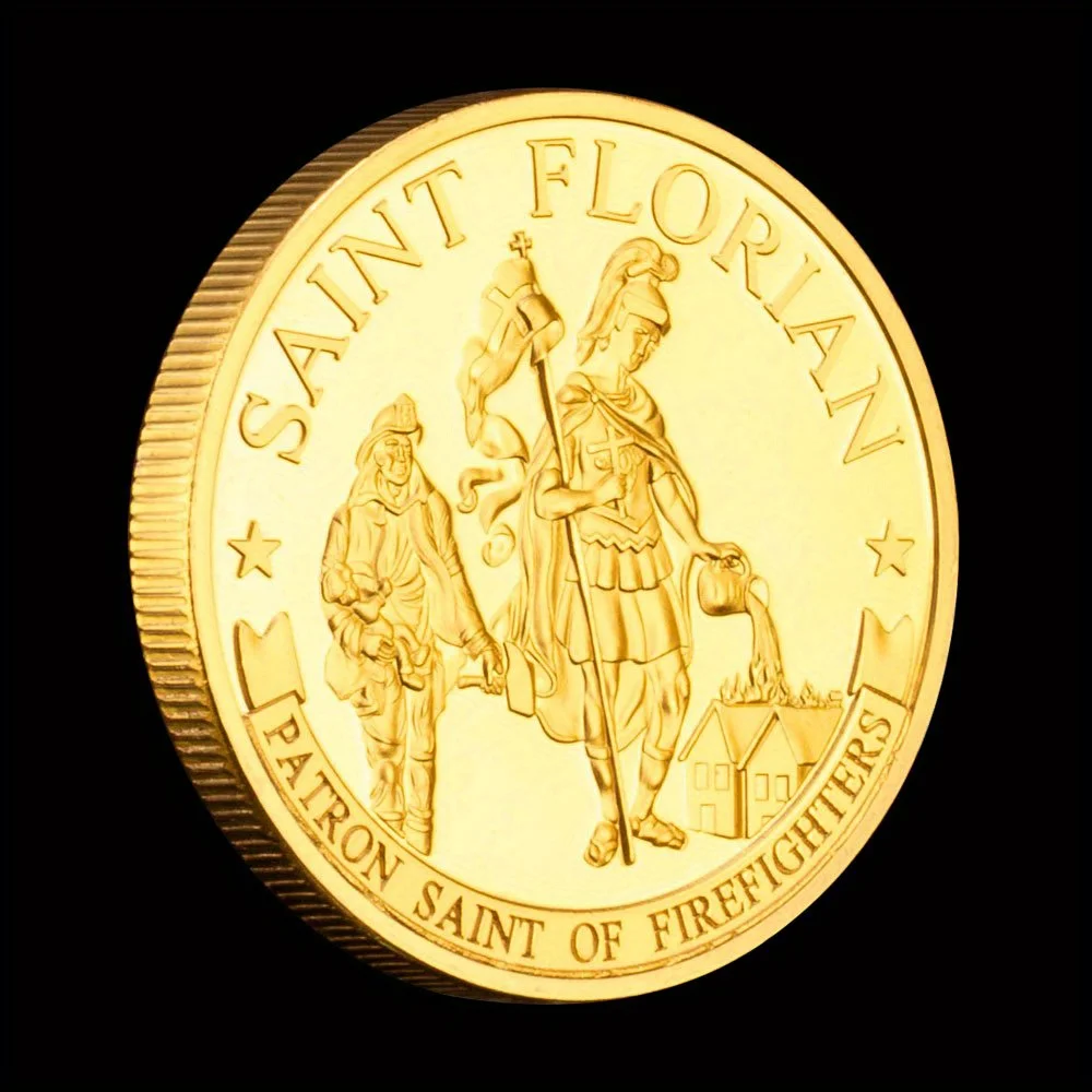 Houston Fire Department Gold-Plated Commemorative Souvenir Coin - Saint Florian Edition