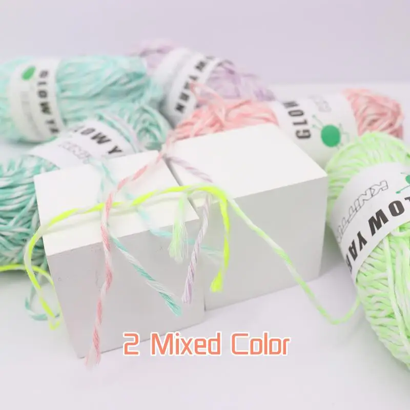 Novel Functional Yarn Glow in the Dark Polyester Luminous Chunky Yarn 2mm for Hand Knitting Carpet Sweater Hat