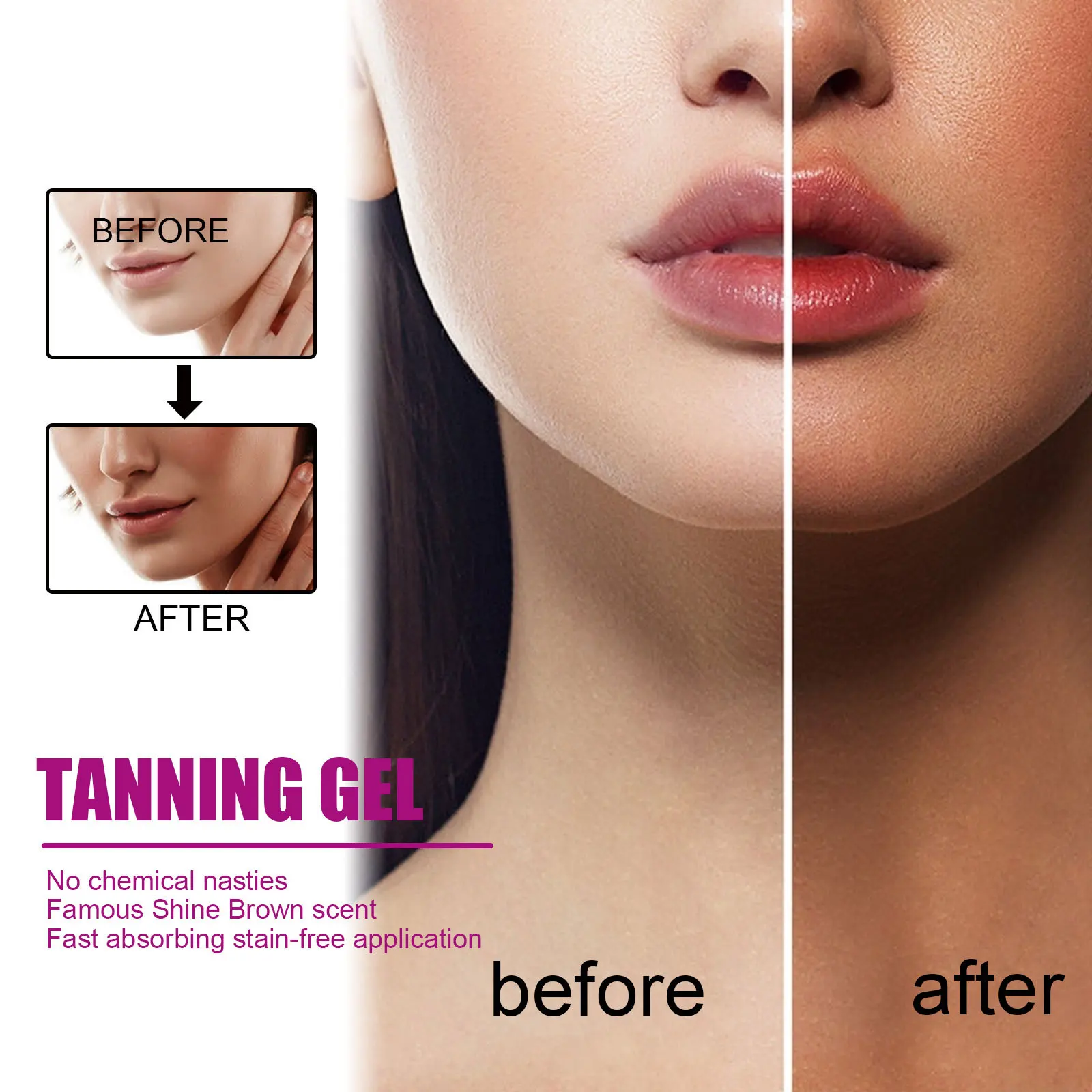 Intensive Brown Tanning Gel Body Bronzer Sunless Tanner Skin Natural Long Lasting Hydrating Shine Self Solarium Fake Tan Cream