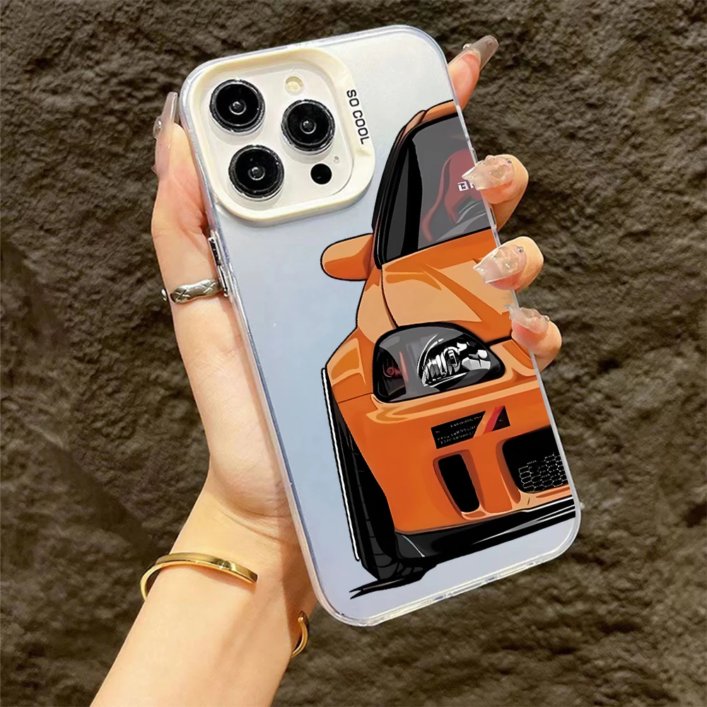 Stylish Car Print Anti-Drop Silver Phone Case