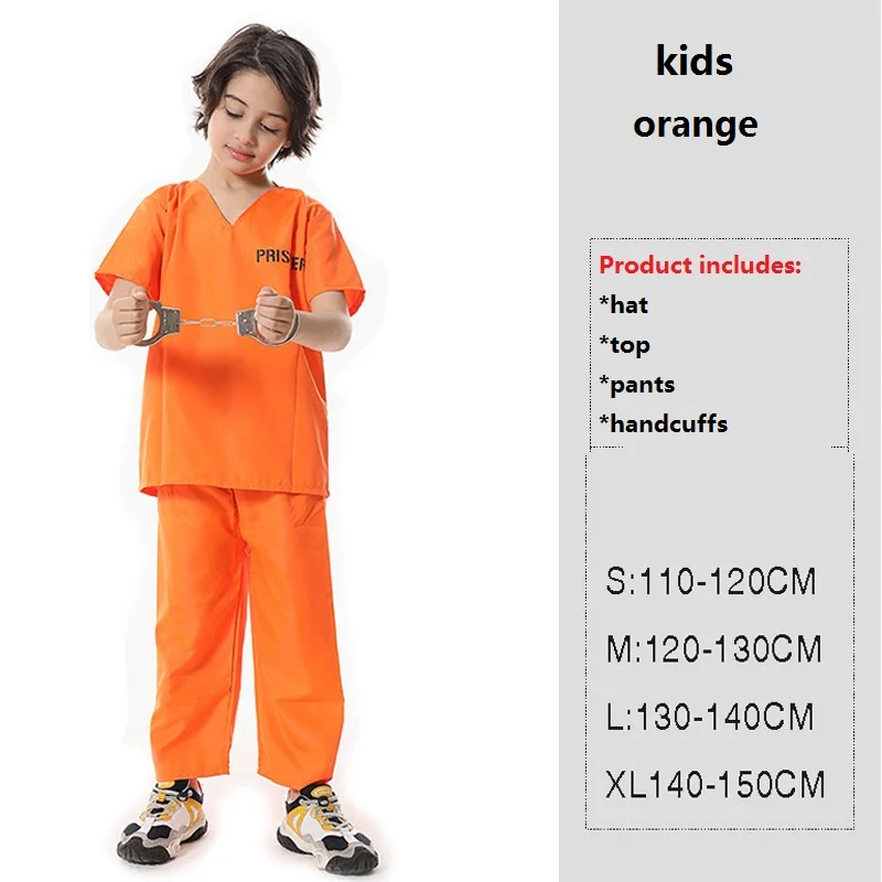 Kids Adult Prison Prisoner Cospaly Uniform Orange Uniform Black and White Striped Prisoner Uniform Halloween Cosplay Costumes