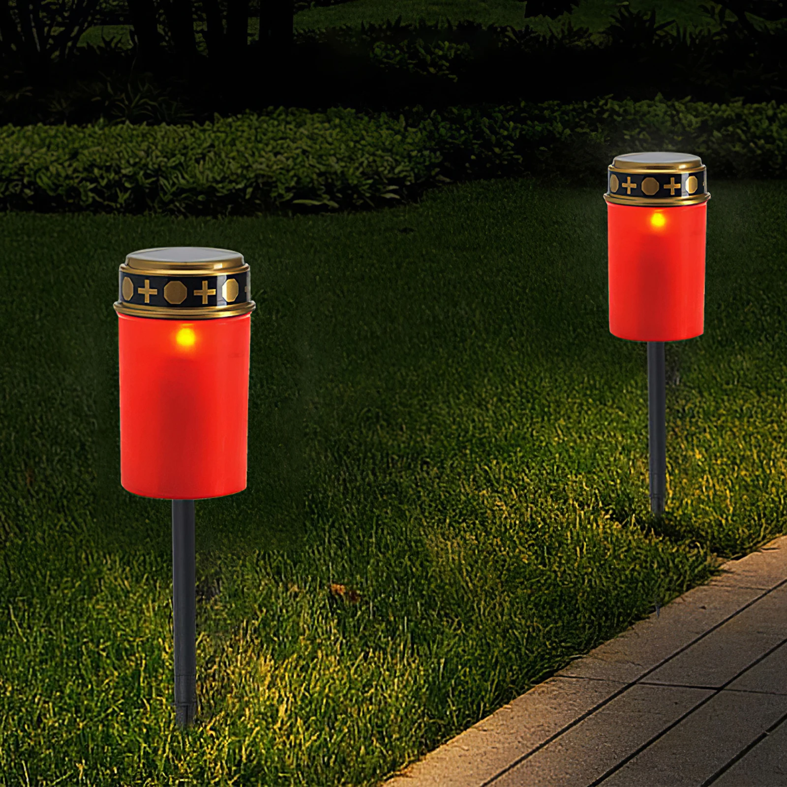 Outdoor Solar Grave Candle Light Waterproof Garden Cemetery Lamp Led