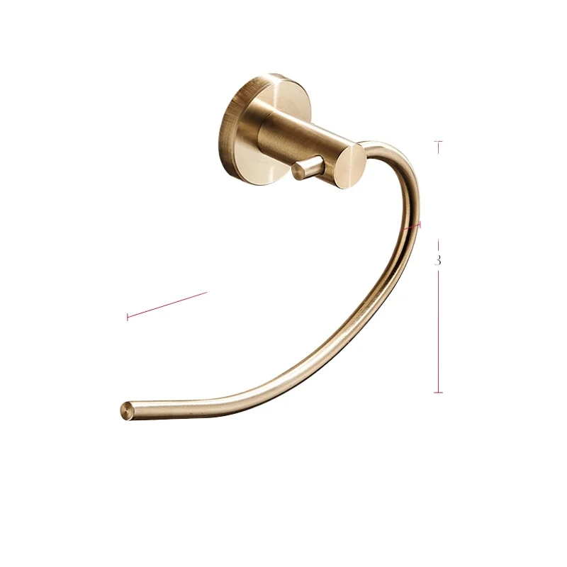 Gold Light Luxury Towel Ring No Punching 304 Stainless Steel Towel Hanging Ring Shelf