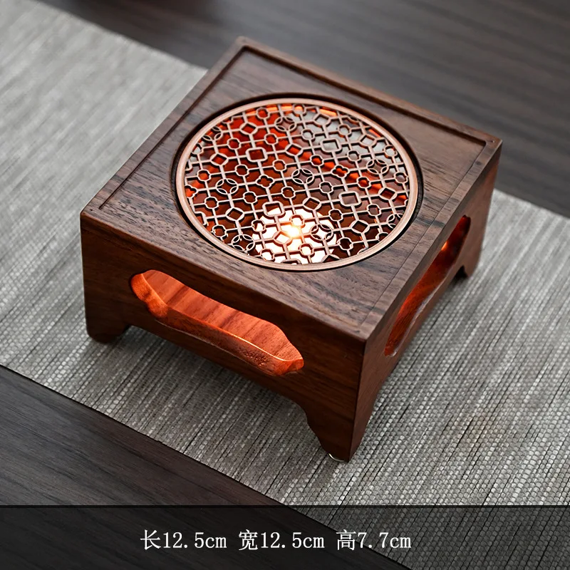 Zen Walnut Four Legged Warm Tea Stove Handamde Solid Wood Candle Heating Base Chinese Style Cooker Tea Aromatherapy Ceremony