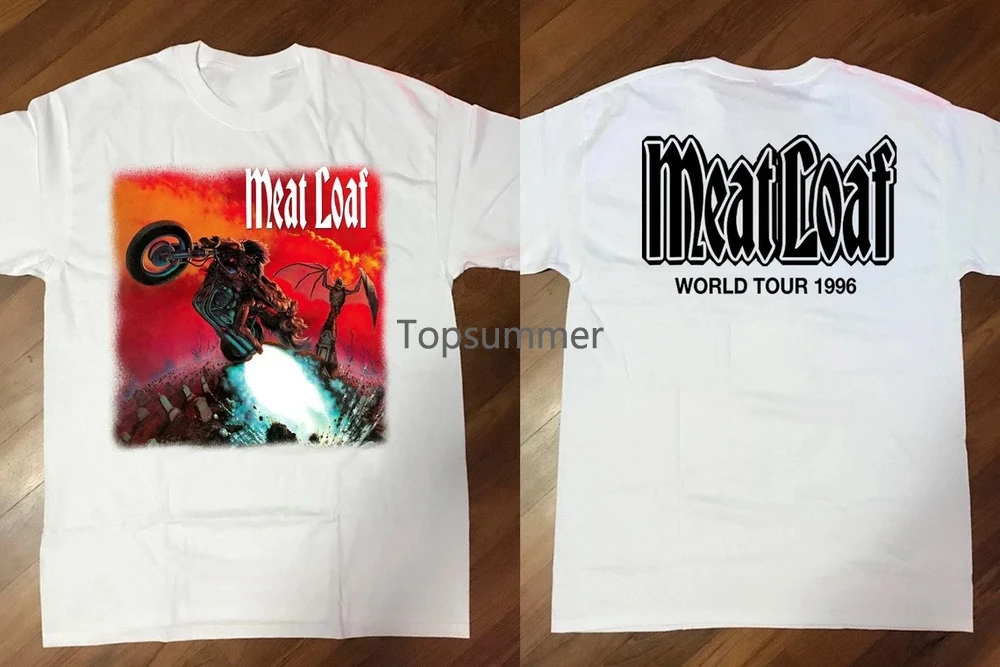 

Meat Loaf Bat Out Of Hell World Tour Cotton White Full Size T Shirt 2A302