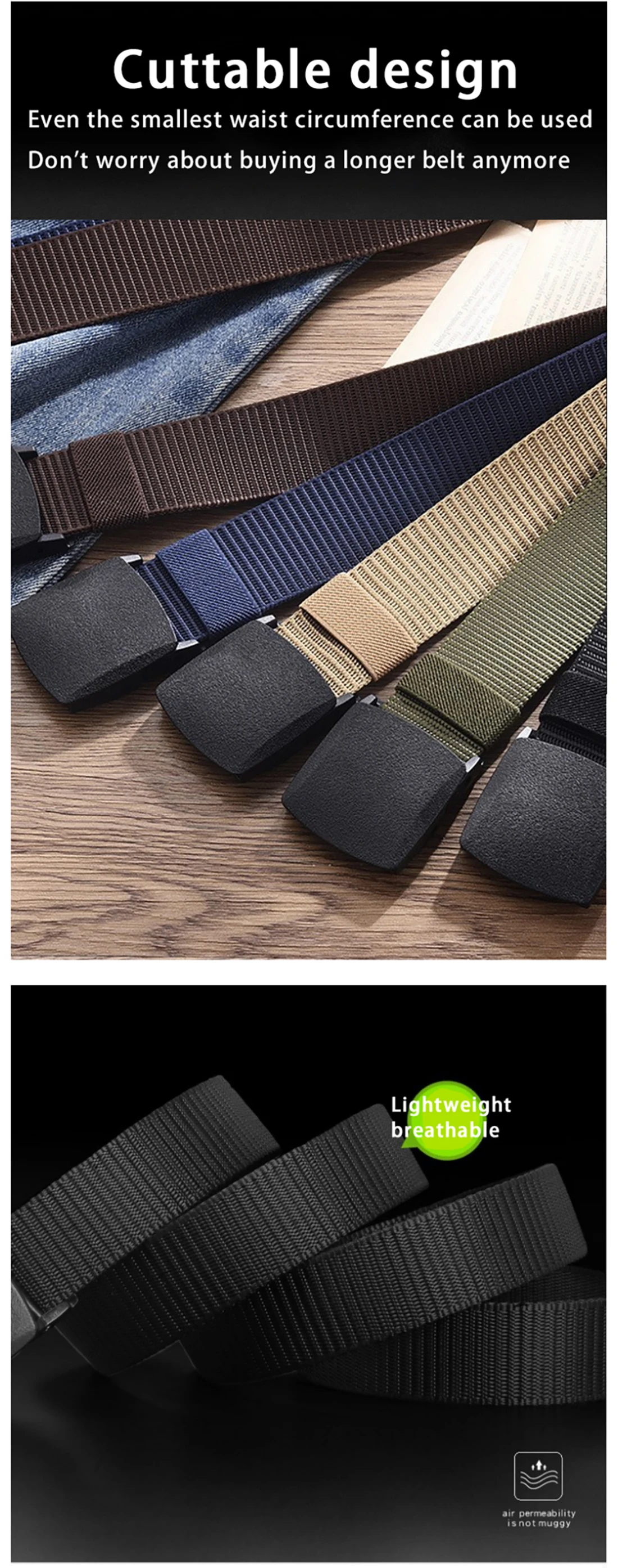 Herren-Gürtel, Outdoor, lässig, Canvas-Gürtel, metallfrei, Training, Nylon, taktischer Gürtel mit Hosen, Jeans, Gürtel, Sportgürtel für Männer und Frauen – Detail 4