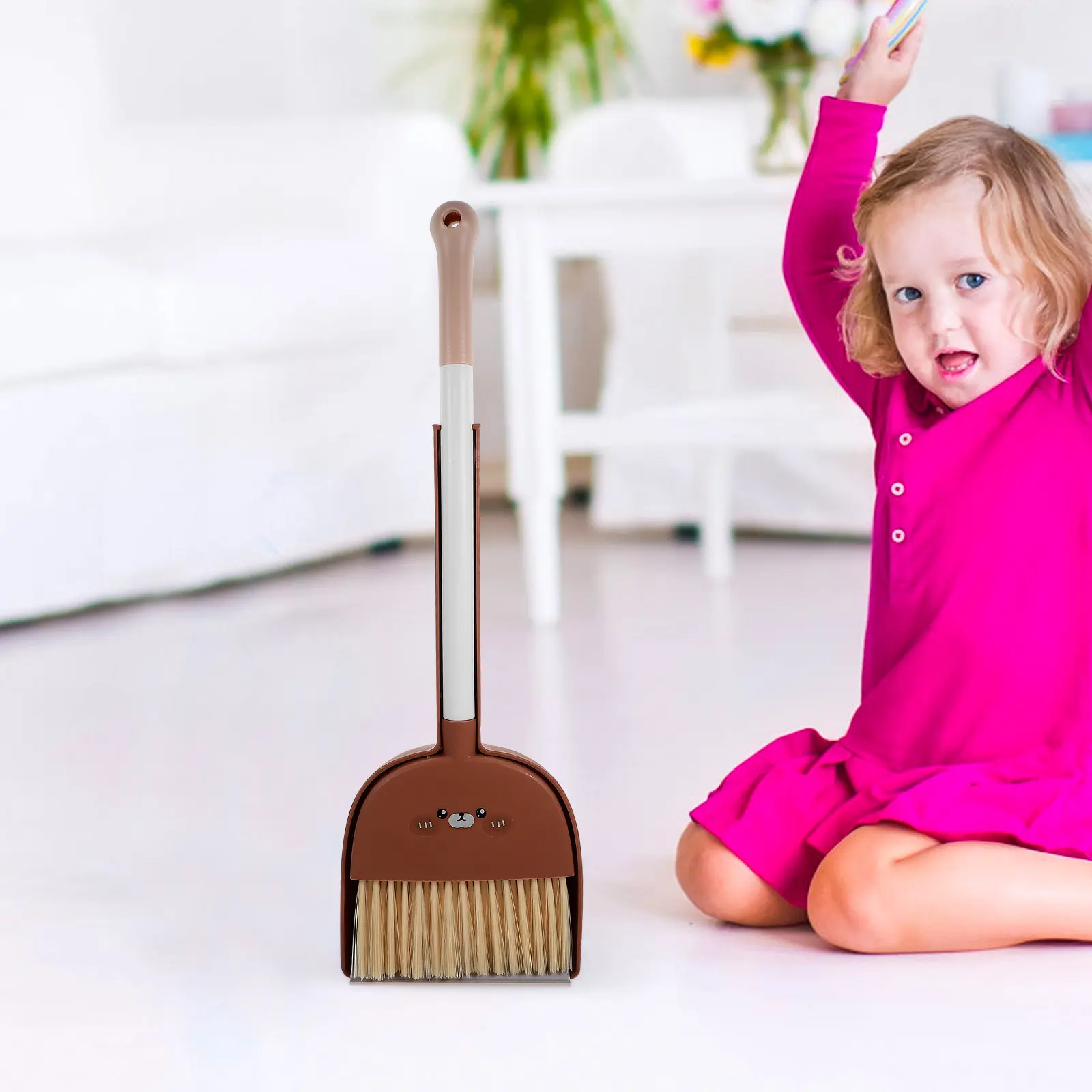 1세트 어린이용 빗자루와 쓰레받기 세트, 소형 청소 세트, 플라스틱 소형 빗자루 쓰레받기 키트, 컴팩트하고 휴대하기 쉬운 손잡이, 밝은 색상, 가정용