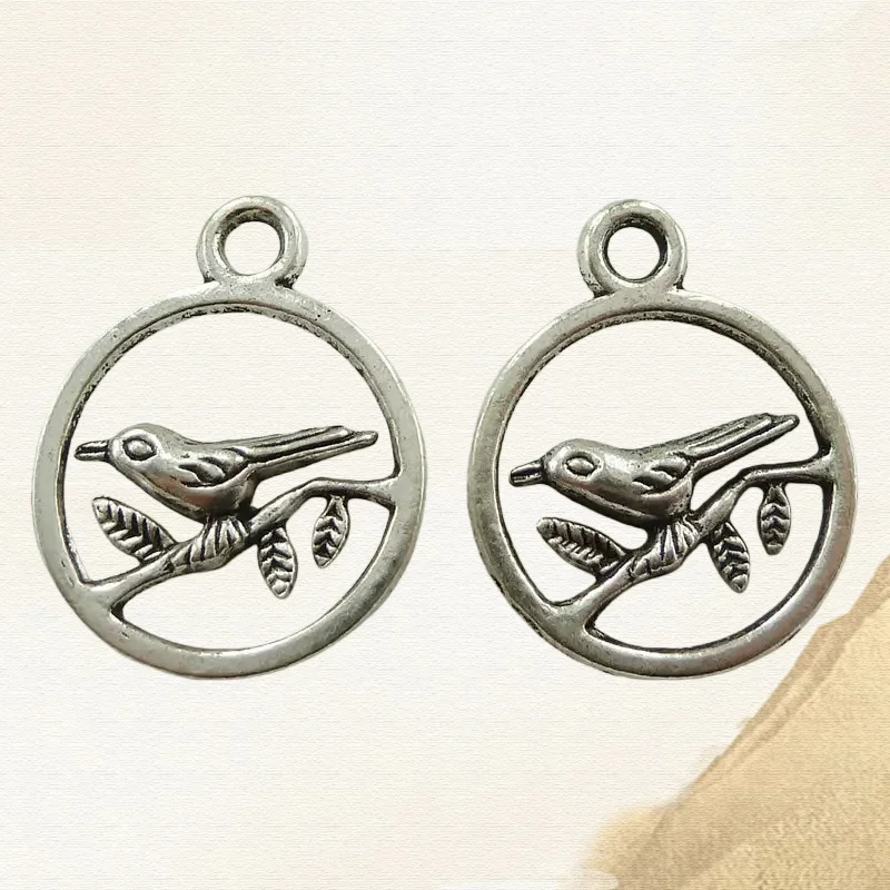 120 Stück antiksilberfarbene Vogel-Anhänger, 25 x 20 mm, für Halsketten, Armbänder, Ohrringe, Schmuckherstellung, A829, Großhandel