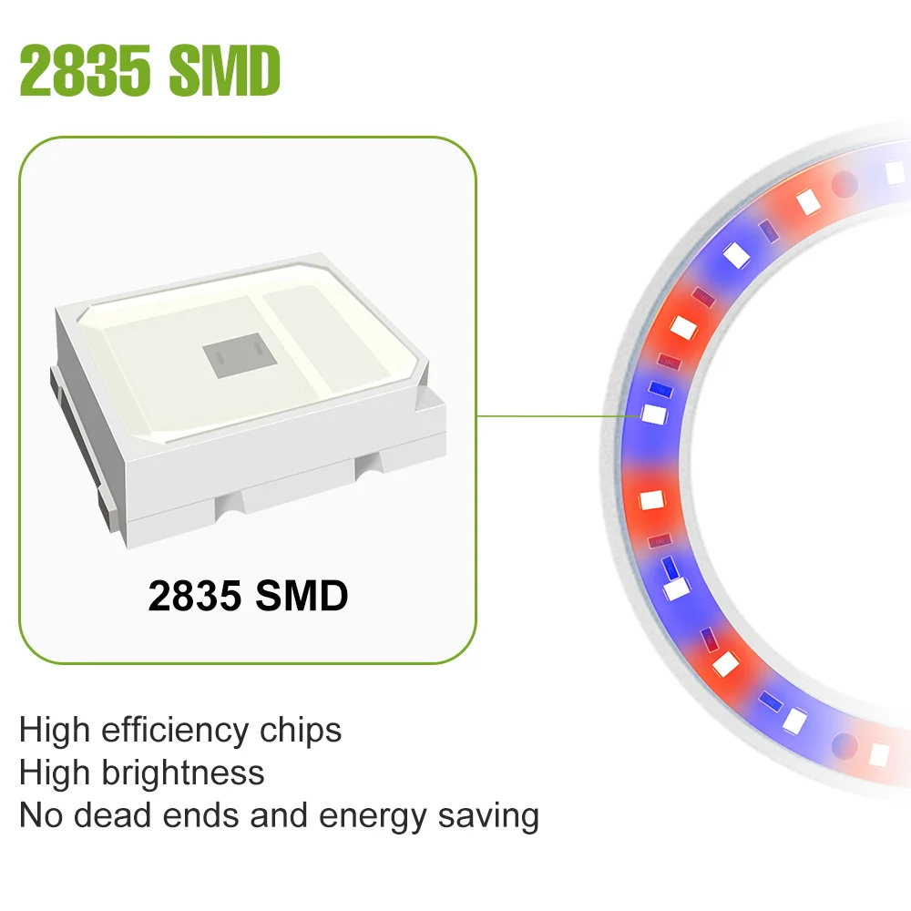 USB-Powered LED Grow Light with Full Spectrum & Dimmable Timer for Indoor Hydroponics and Greenhouses