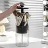 Automatic Lifting Makeup Brushes Holder with Lid Dustproof Makeup Organizer for Vanity Cosmetic Storage Box Lipstick Container 4