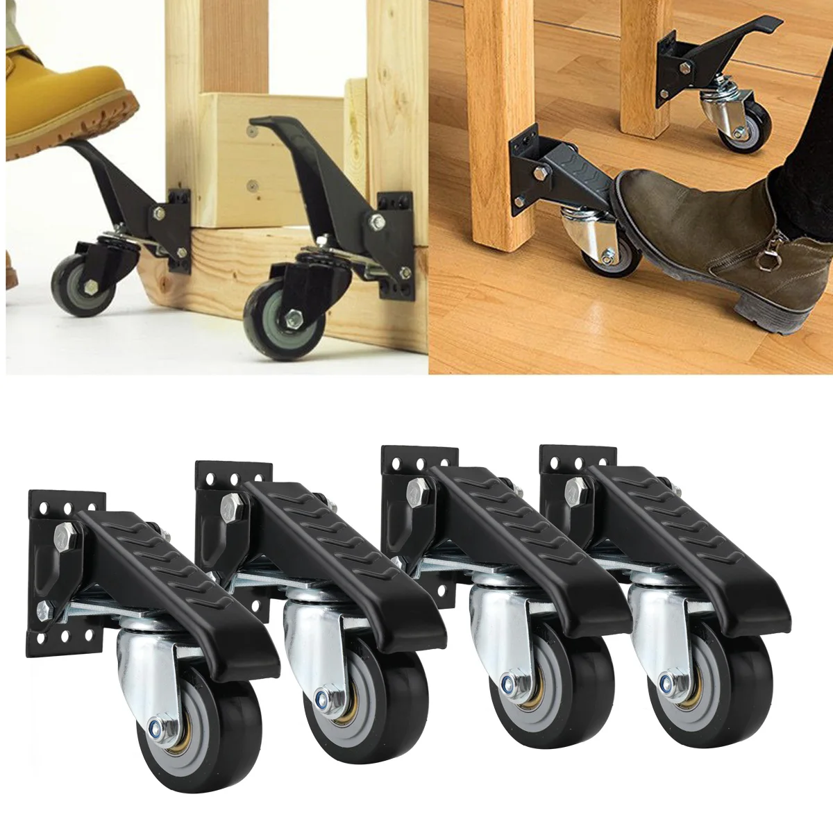 4 Stück Werkbank-Lenkrollen, 440 Pfund, robustes, einziehbares Rollen-Set, 360 ° Drehbare Tischrolle für Tischgeräte – Detail 4