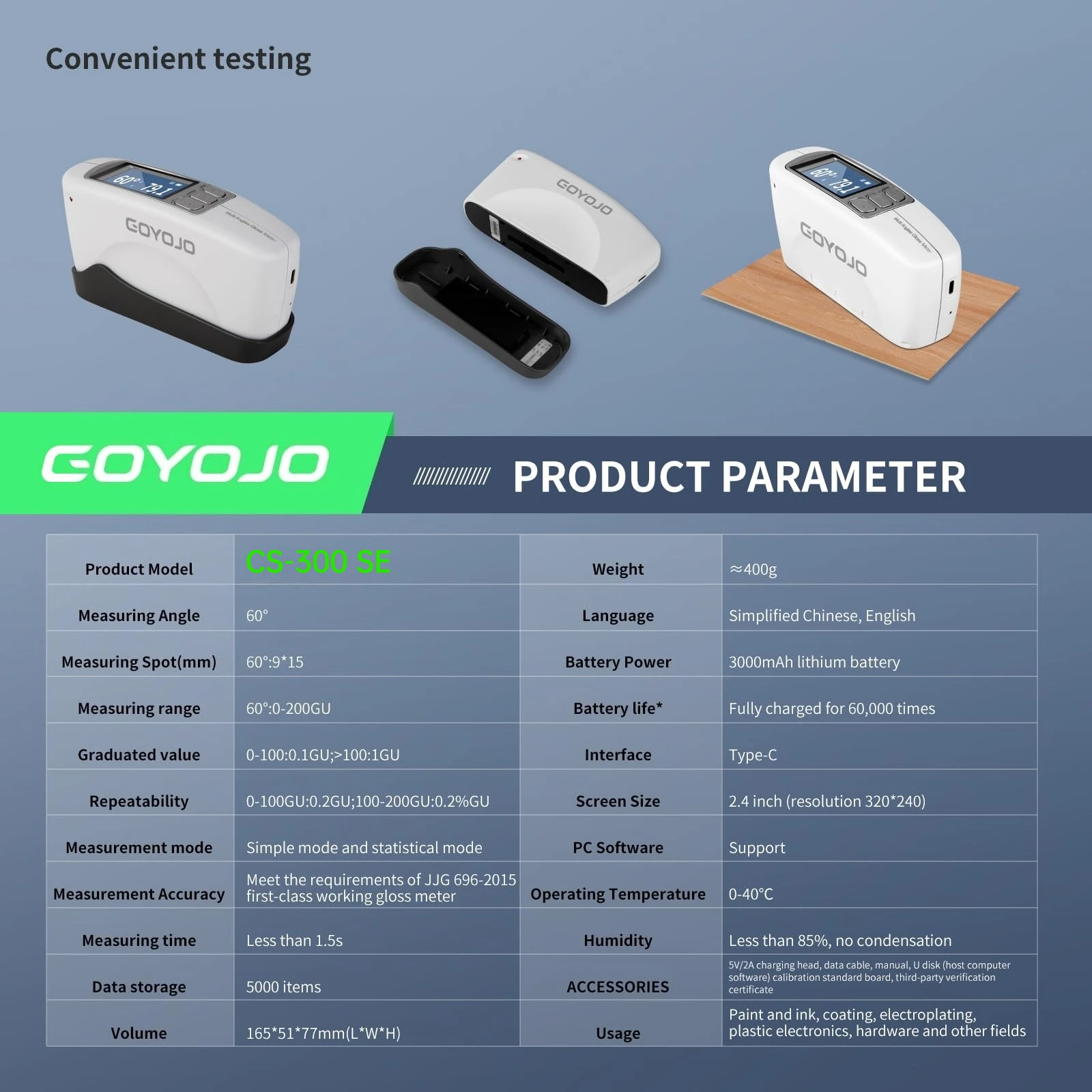 Portable Gloss Meter with Calibration Board, 0.2GU High Accuracy Glossmeters for