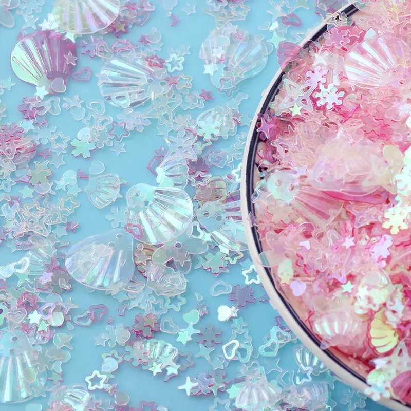 Sequin hollow plum blossom hollow peach heart shell mixed color sequin crafts sequin sewing clothing DIY 10g