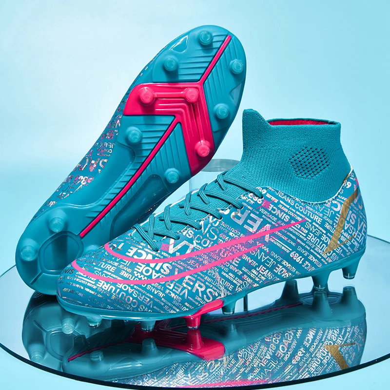 New Men Soccer Shoes Football Boots Training Outdoor AG/TF Grass Non-slip Hight Ankle Comfortable Sneakers Trend Size 35-45