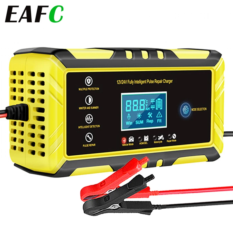 Universal Automatic Car Battery Charger 12V/24V 8A 6A Pulse Repair LCD Battery Charge for Car Lead Acid Agm Gel Wet car battery accessories