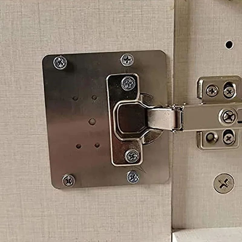 Stainless Steel Hinge Fixing Plate with Mounting Screw Kitchen Cupboard Door Hinge Repair Kit for Cupboard Cabinet Wardrobe Door