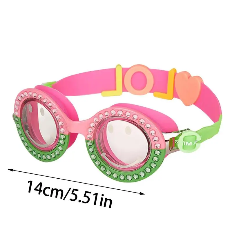 Óculos de natação impermeáveis para crianças, forma do coração, UV, prova de névoa, anti nevoeiro, óculos de natação para crianças