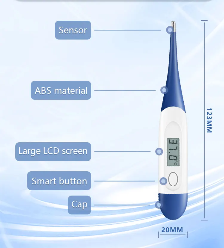 Flex-Tip Oral Digital Stick Thermometer, Orange, 1/Pack