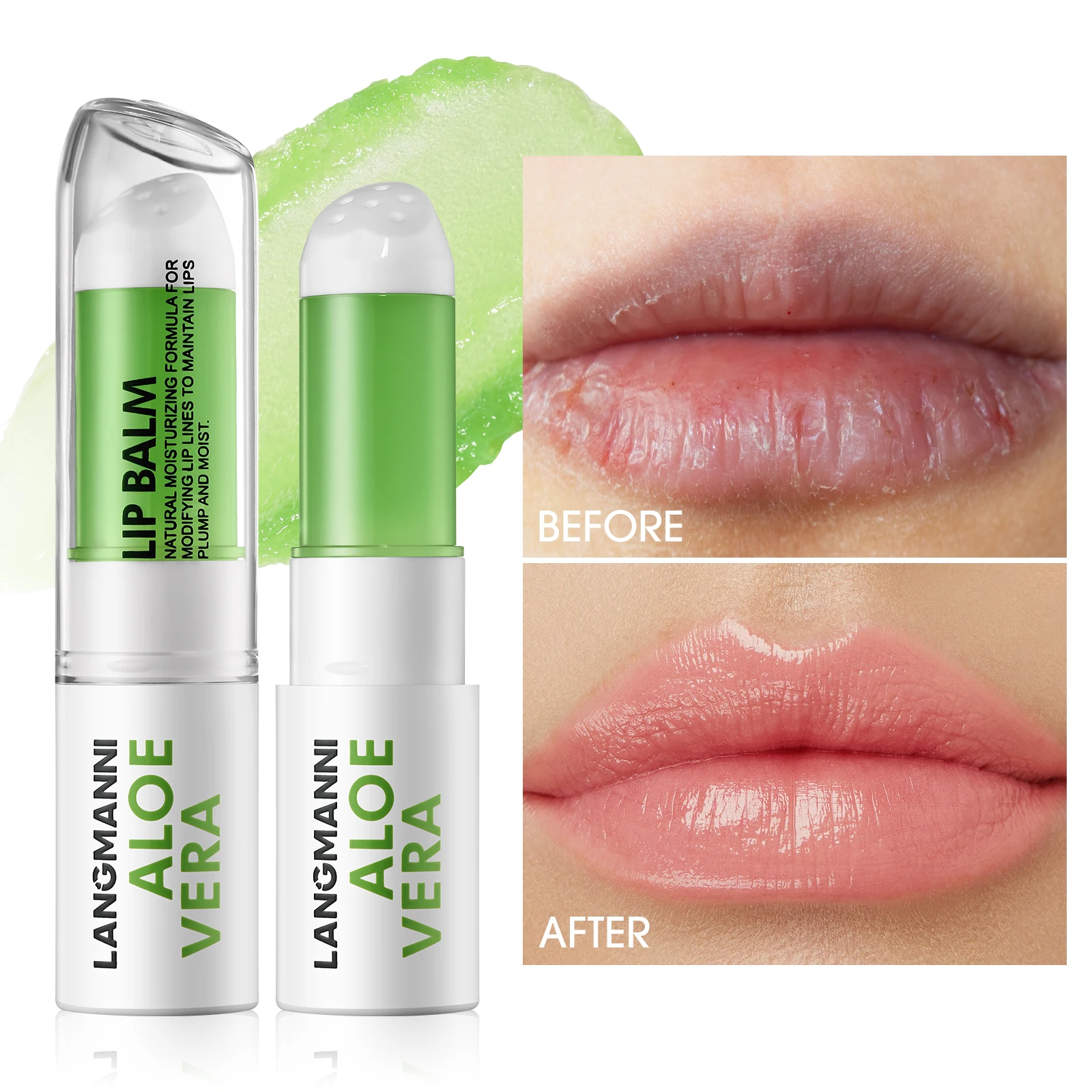 Aloe Vera Lip Balm Nourishing Moisturizing Hydration Anti-dry Cracked Rotating