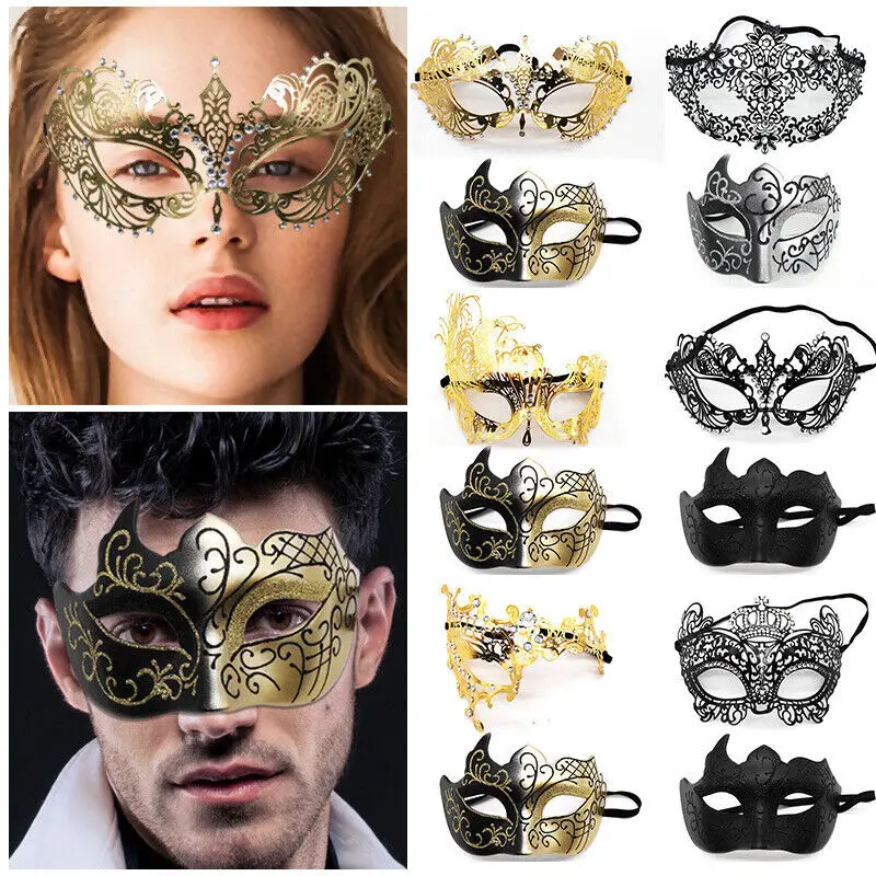 Women Masquerade Couple Mask Metal Masks Venetian Party Mask Halloween Costume Mask Mardi Gras Mask Roman Couple Suit