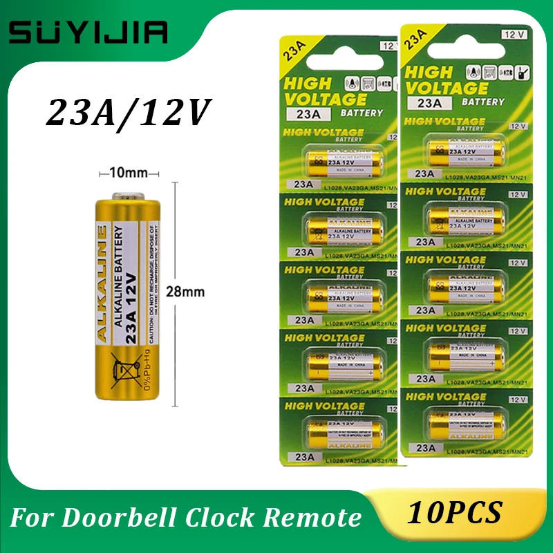 10 Pz A23 23 A12V Batteria Alcalina 23Ga A23S E23A El12 Mn21 Ms21 V23Ga L1028 Gp23A Lrv08 Per Telecomando Campanello Batteria A Secco