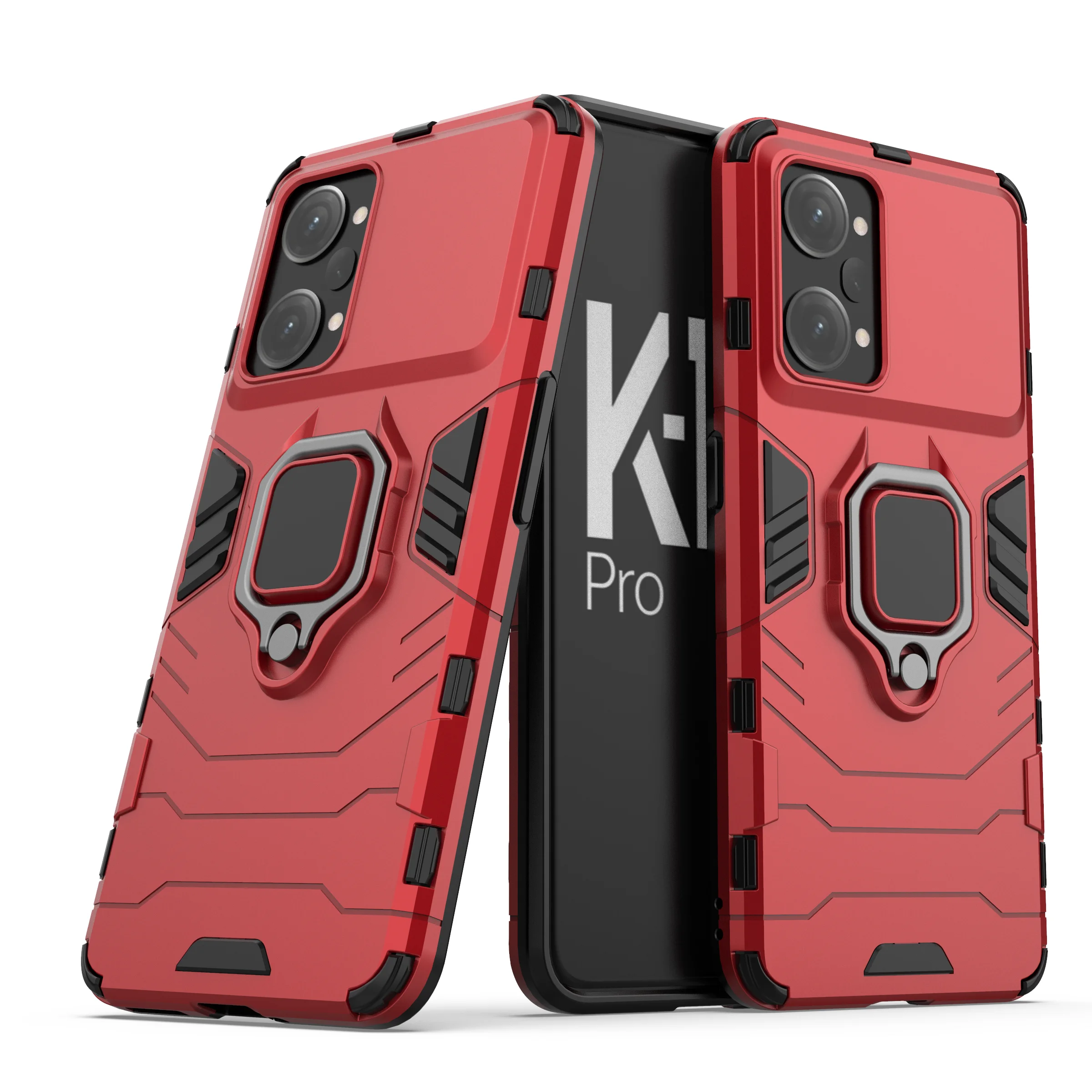 Durable Shockproof Armor Case with Car Ring Magnetic Back