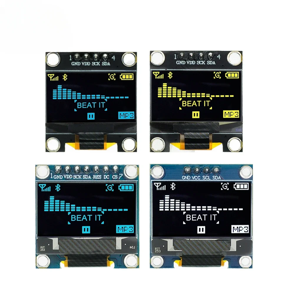 

10PCS 4pin 7pin White/Blue/Yellow Blue color 0.96 inch 128X64 OLED Display Module For Arduino 0.96" IIC I2C SPI Communicate