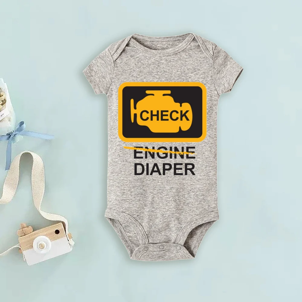 Lustige Poopy Windel Baby Strampler Check Engine Baby Body Niedliche Mechaniker Säuglingsbodys Jungen Mädchen Kleidung Neugeborenes Geschenk – Detail 10